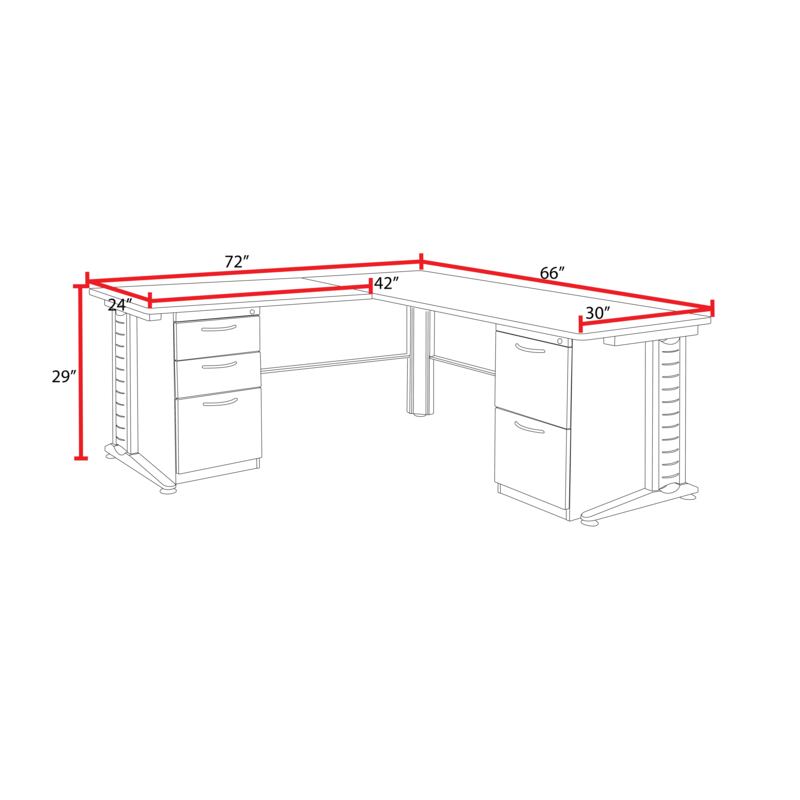 Regency Fusion Professional Cherry L - Shaped Executive Workstation 66W" x 72D" x 29H" (REG - MLD663042) - SchoolOutlet
