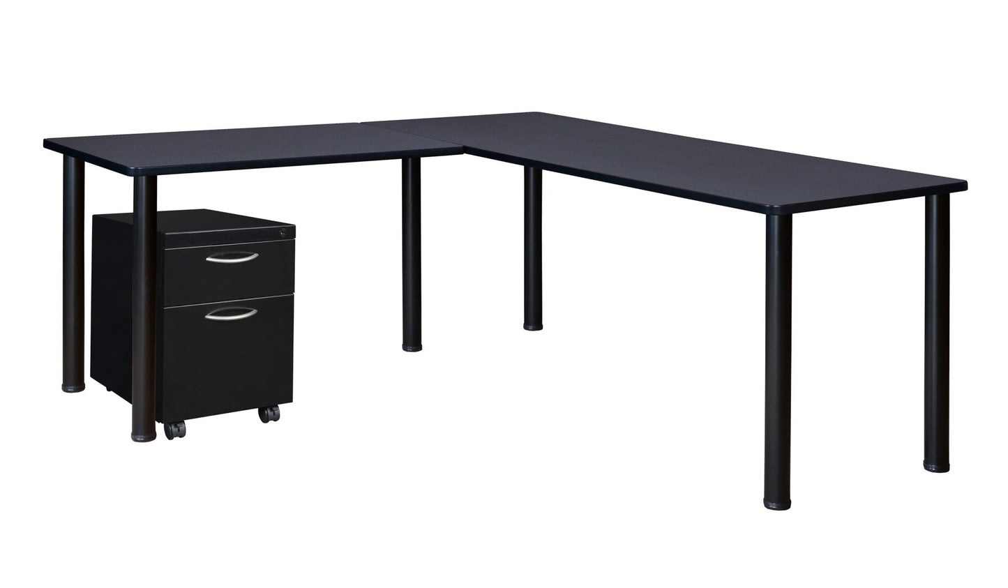 Regency Kee Corner L Shaped Desk with Pedestal Drawer (72"W x 66"D) - SchoolOutlet
