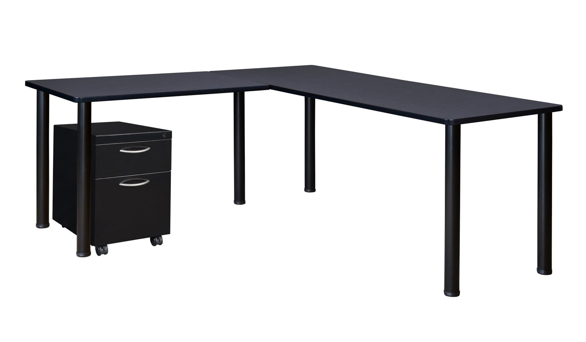 Regency Kee Corner L Shaped Desk with Pedestal Drawer (72"W x 66"D) - SchoolOutlet