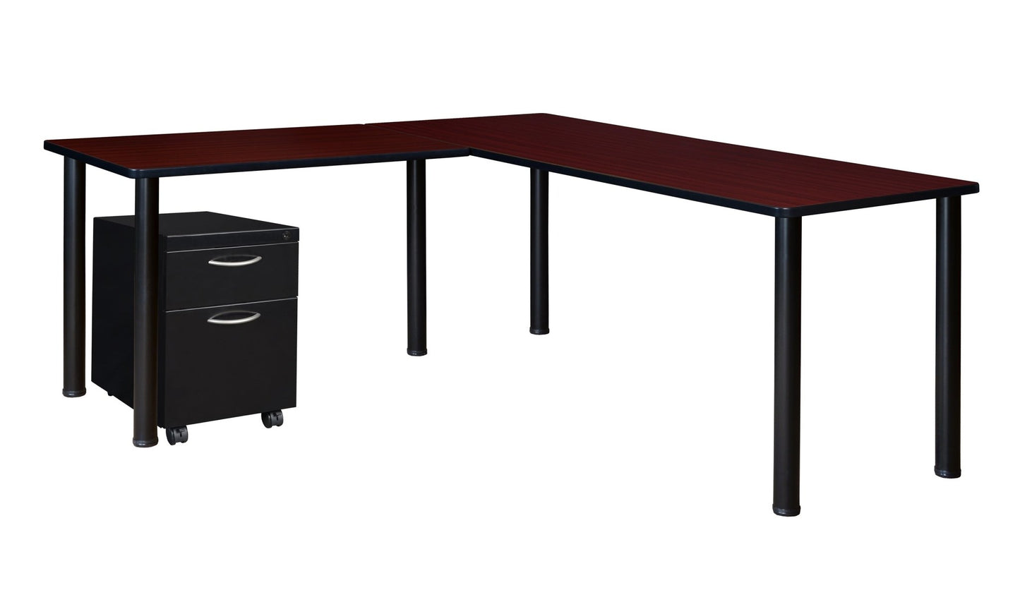 Regency Kee Corner L Shaped Desk with Pedestal Drawer (72"W x 66"D) - SchoolOutlet