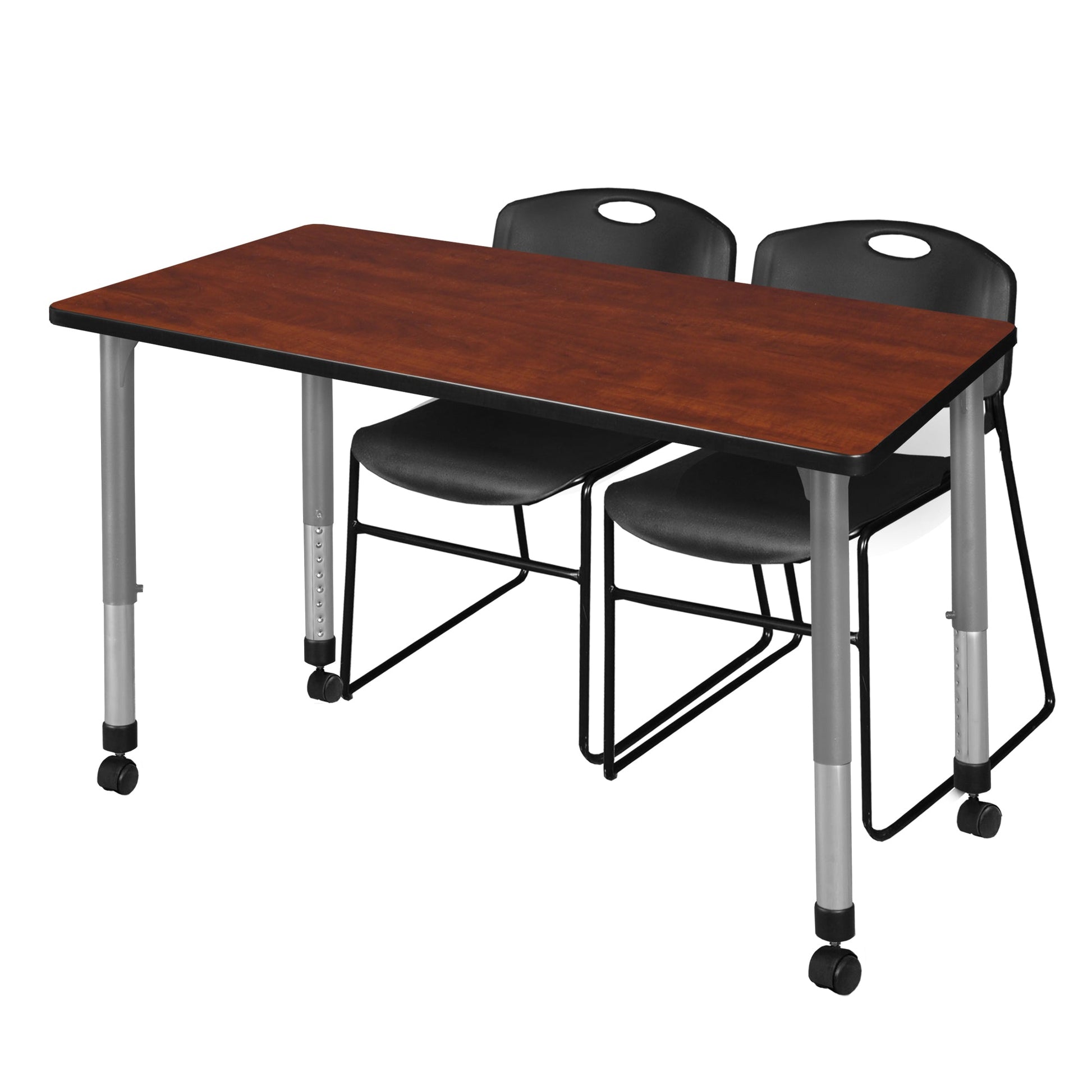 Regency Kee 48 x 24 in. Adjustable Classroom Table & 2 Zeng Stack Chairs - SchoolOutlet