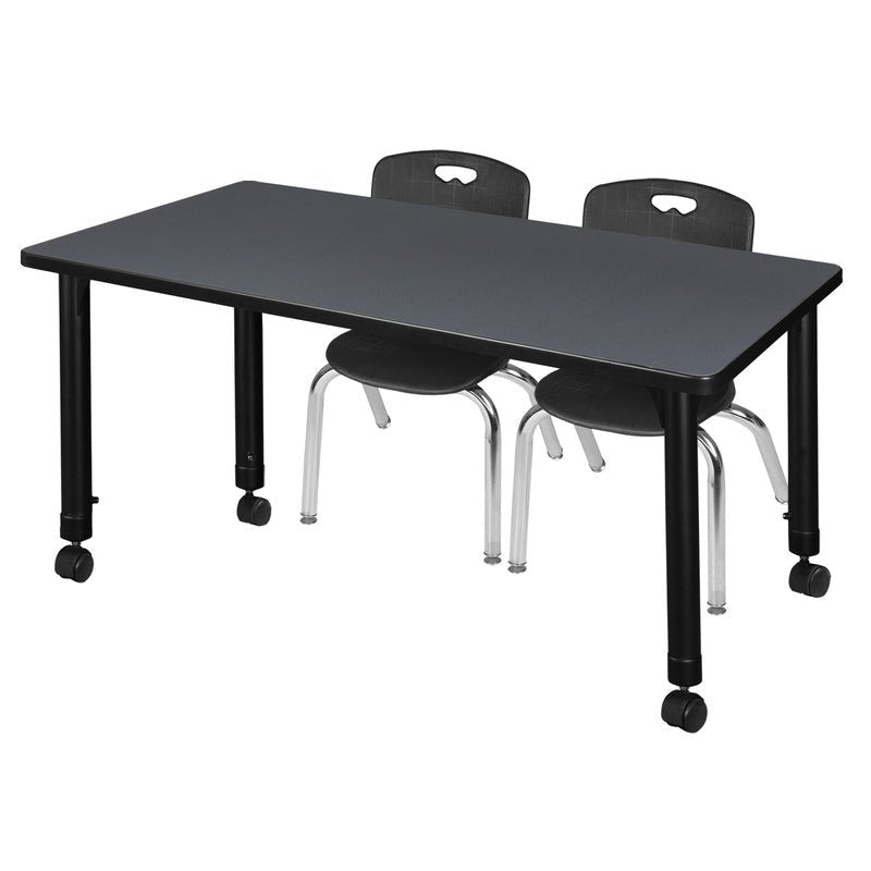Regency Kee Mobile Learning Environment table with 2 Andy stack chairs 48"W x 24"D x 29"H (REG - MT4824 - 45) - SchoolOutlet