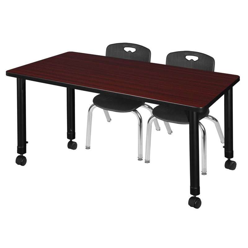 Regency Kee Mobile Learning Environment table with 2 Andy stack chairs 48"W x 24"D x 29"H (REG - MT4824 - 45) - SchoolOutlet