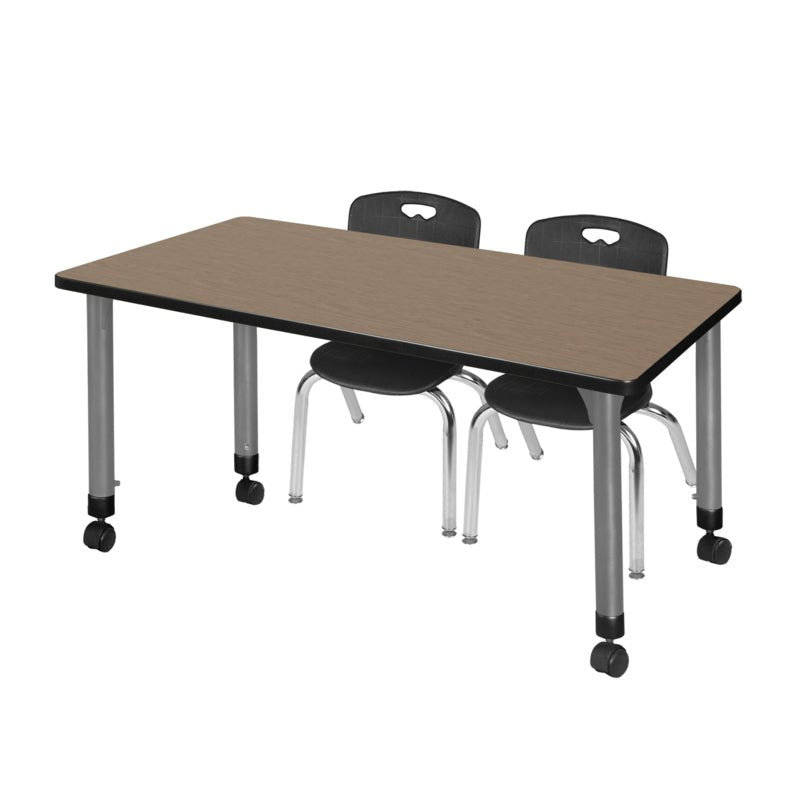 Regency Kee Mobile Learning Environment table with 2 Andy stack chairs 48"W x 24"D x 29"H (REG - MT4824 - 45) - SchoolOutlet