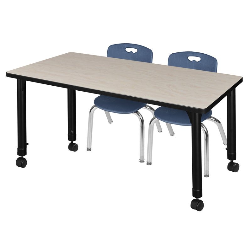 Regency Kee Mobile Learning Environment table with 2 Andy stack chairs 48"W x 24"D x 29"H (REG - MT4824 - 45) - SchoolOutlet