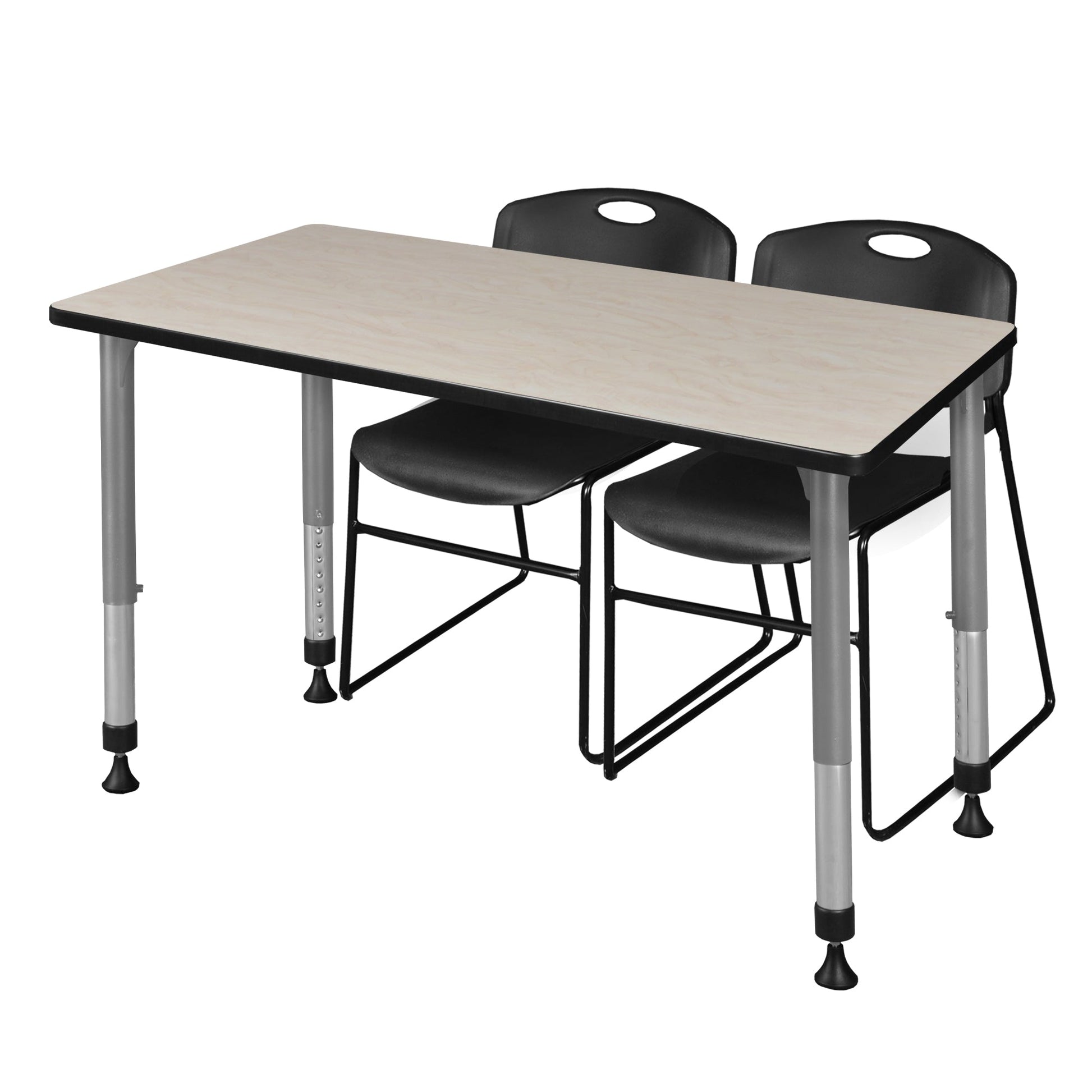 Regency Kee 48 x 24 in. Adjustable Classroom Table & 2 Zeng Stack Chairs - SchoolOutlet
