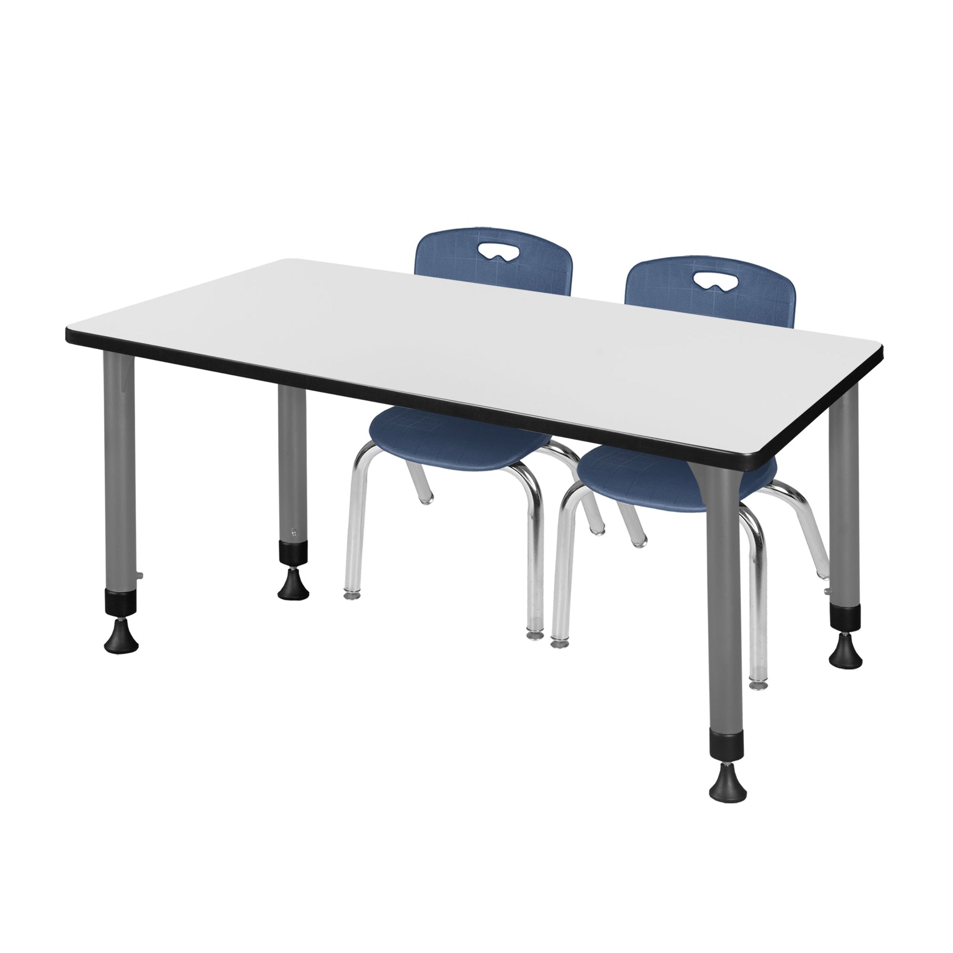 Regency Kee 48 x 24 in. Adjustable Classroom Table & 2 Andy 12 in. Stack Chairs - SchoolOutlet