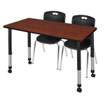 Versatile Regency Kee Mobile Learning Environment table with 2 Andy stack chairs 48