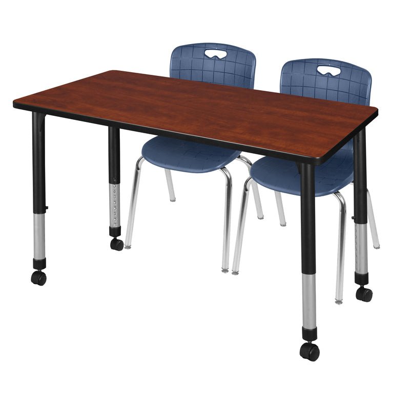 Versatile Regency Kee Mobile Learning Environment table with 2 Andy stack chairs 48"W x 30"D x 29"H (REG - MT4830 - 40) - SchoolOutlet