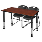 Versatile Regency Kee Mobile Learning Environment table with 2 Zeng black stack chairs 48