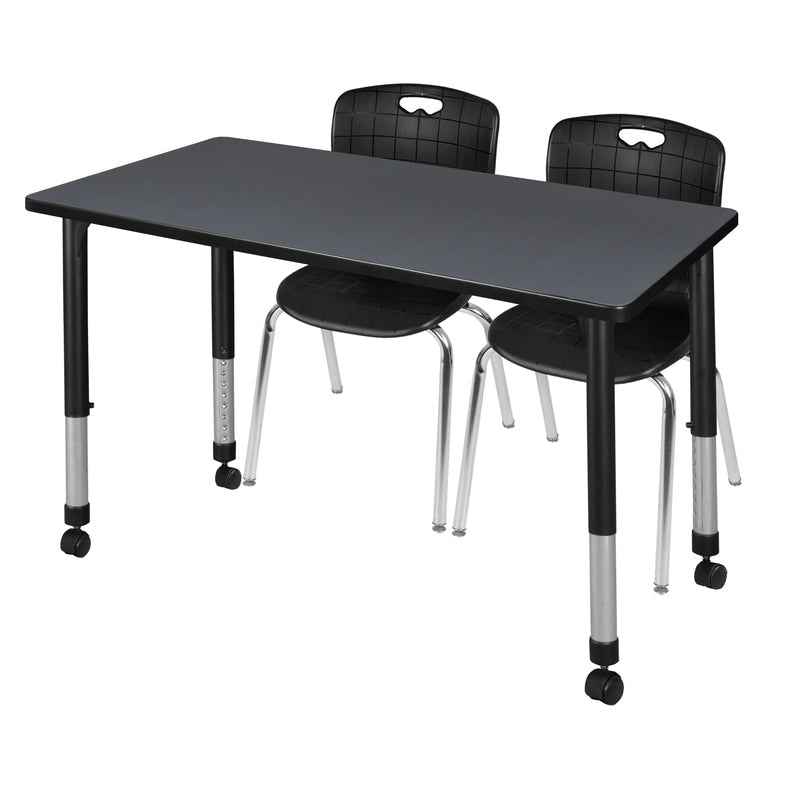 Versatile Regency Kee Mobile Learning Environment table with 2 Andy stack chairs 48"W x 30"D x 29"H (REG - MT4830 - 40) - SchoolOutlet