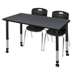 Versatile Regency Kee Mobile Learning Environment table with 2 Andy stack chairs 48