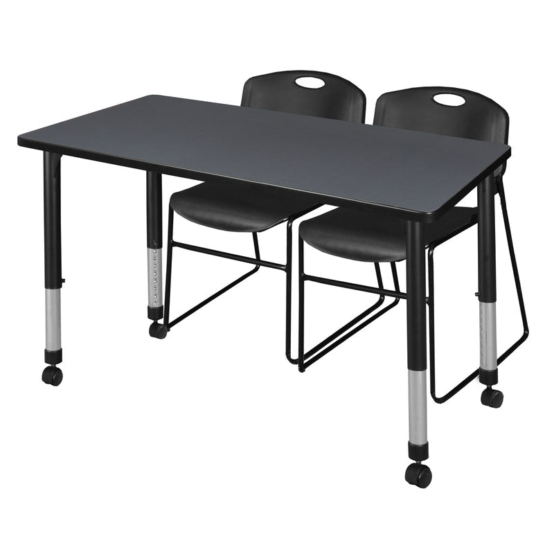 Versatile Regency Kee Mobile Learning Environment table with 2 Zeng black stack chairs 48"W x 30"D x 29"H (REG - MT4830 - 44) - SchoolOutlet