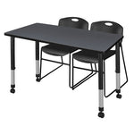 Versatile Regency Kee Mobile Learning Environment table with 2 Zeng black stack chairs 48