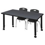 Versatile Regency Kee Mobile Learning Environment table with 2 Andy stack chairs 48