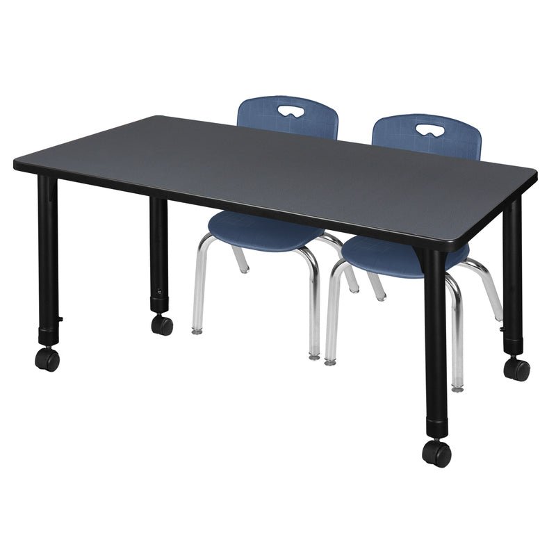 Versatile Regency Kee Mobile Learning Environment table with 2 Andy stack chairs 48"W x 30"D x 23 - 34"H (REG - MT4830 - 45) - SchoolOutlet