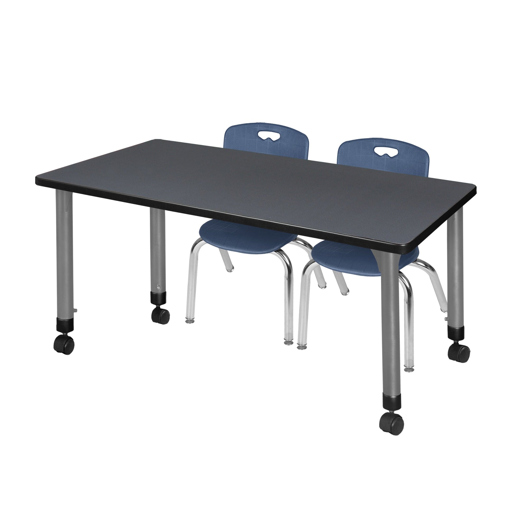 Regency Kee 48 x 30 in. Adjustable Classroom Table & 2 Andy 12 in. Stack Chairs - SchoolOutlet