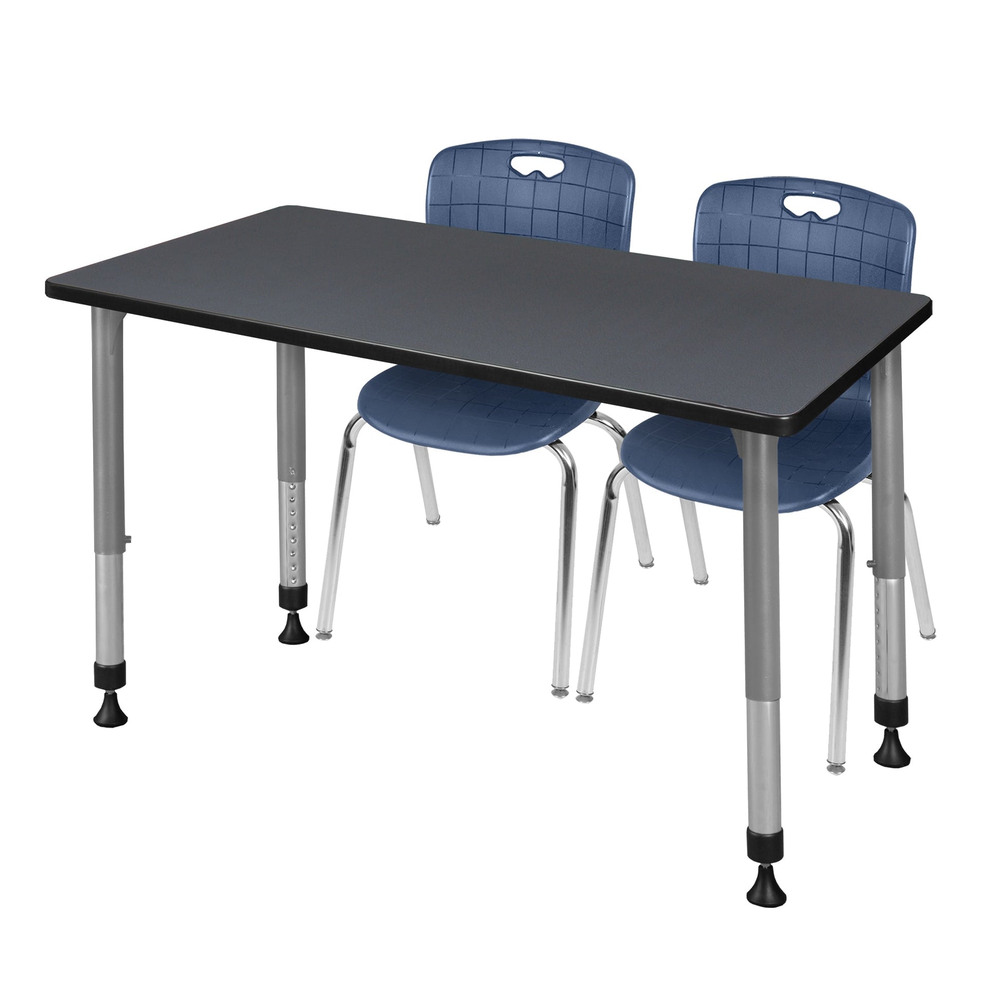 Regency Kee 48 x 30 in. Adjustable Classroom Table & 2 Andy 18 in. Stack Chairs - SchoolOutlet