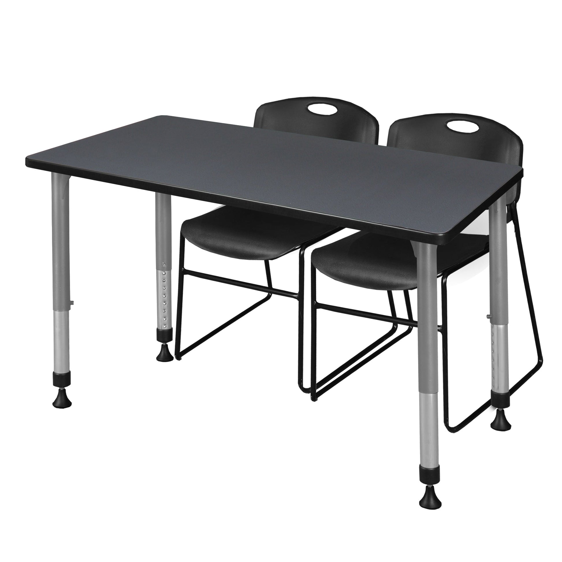 Regency Kee 48 x 30 in. Adjustable Classroom Table & 2 Zeng Stack Chairs - SchoolOutlet