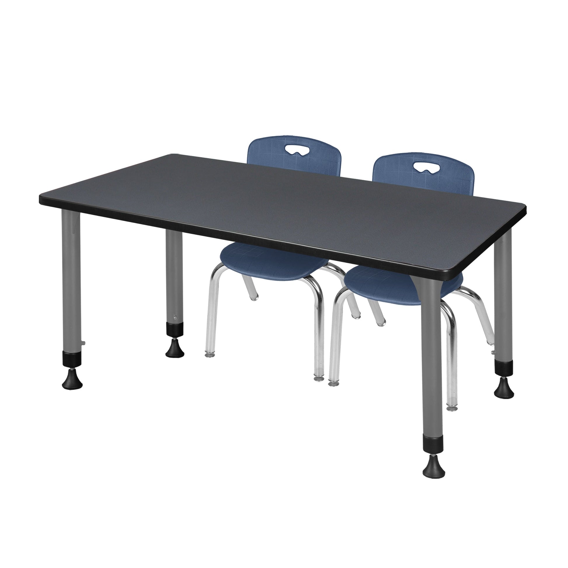 Regency Kee 48 x 30 in. Adjustable Classroom Table & 2 Andy 12 in. Stack Chairs - SchoolOutlet
