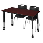 Versatile Regency Kee Mobile Learning Environment table with 2 Andy stack chairs 48