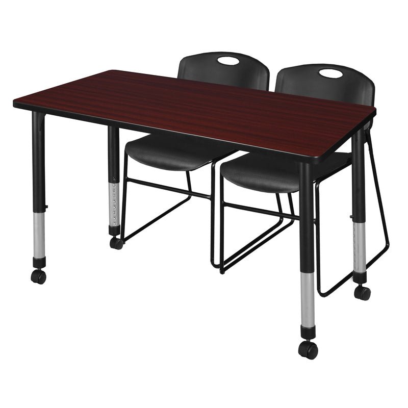 Versatile Regency Kee Mobile Learning Environment table with 2 Zeng black stack chairs 48"W x 30"D x 29"H (REG - MT4830 - 44) - SchoolOutlet