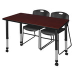 Versatile Regency Kee Mobile Learning Environment table with 2 Zeng black stack chairs 48