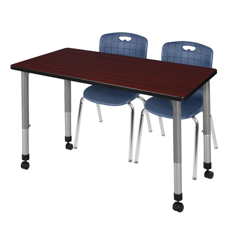 Versatile Regency Kee Mobile Learning Environment table with 2 Andy stack chairs 48"W x 30"D x 29"H (REG - MT4830 - 40) - SchoolOutlet