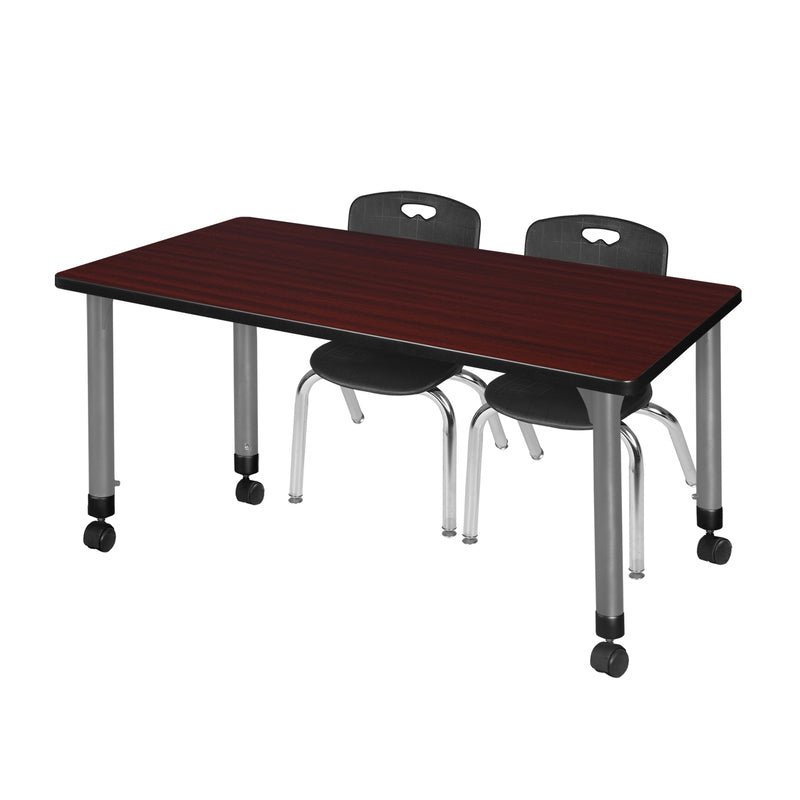Versatile Regency Kee Mobile Learning Environment table with 2 Andy stack chairs 48"W x 30"D x 23 - 34"H (REG - MT4830 - 45) - SchoolOutlet