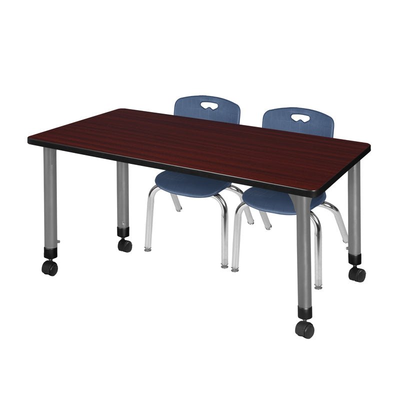 Versatile Regency Kee Mobile Learning Environment table with 2 Andy stack chairs 48"W x 30"D x 23 - 34"H (REG - MT4830 - 45) - SchoolOutlet