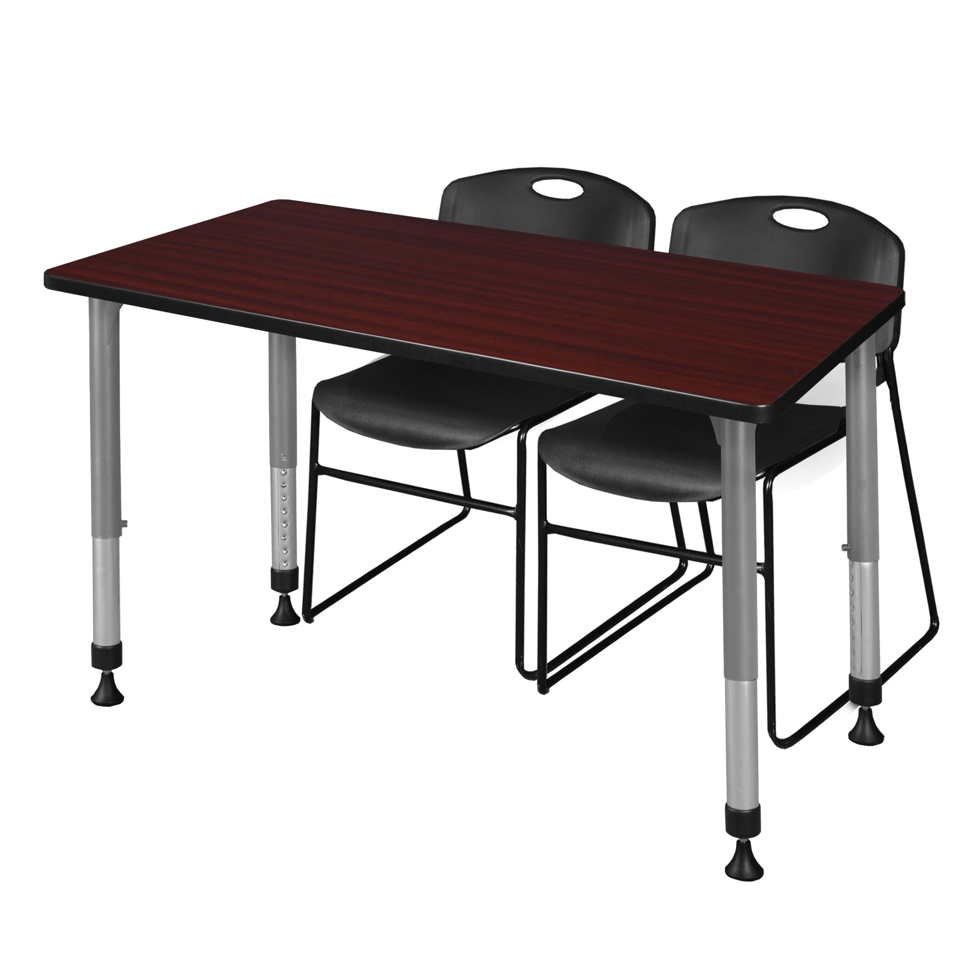 Regency Kee 48 x 30 in. Adjustable Classroom Table & 2 Zeng Stack Chairs - SchoolOutlet