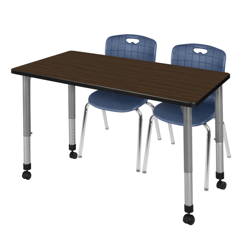 Versatile Regency Kee Mobile Learning Environment table with 2 Andy stack chairs 48"W x 30"D x 29"H (REG - MT4830 - 40) - SchoolOutlet