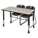 Versatile Regency Kee Mobile Learning Environment table with 2 Zeng black stack chairs 48