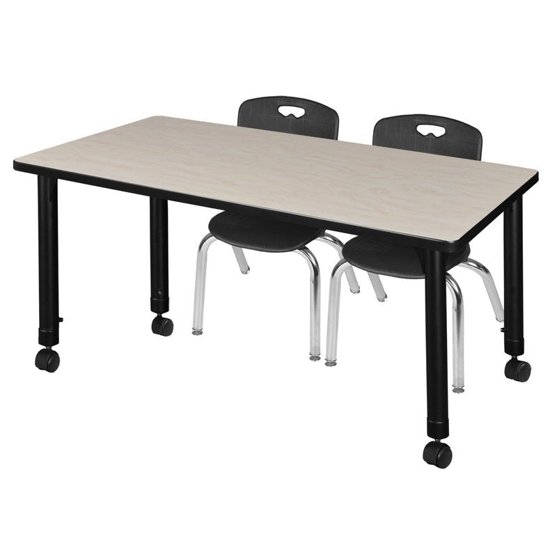Versatile Regency Kee Mobile Learning Environment table with 2 Andy stack chairs 48"W x 30"D x 23 - 34"H (REG - MT4830 - 45) - SchoolOutlet