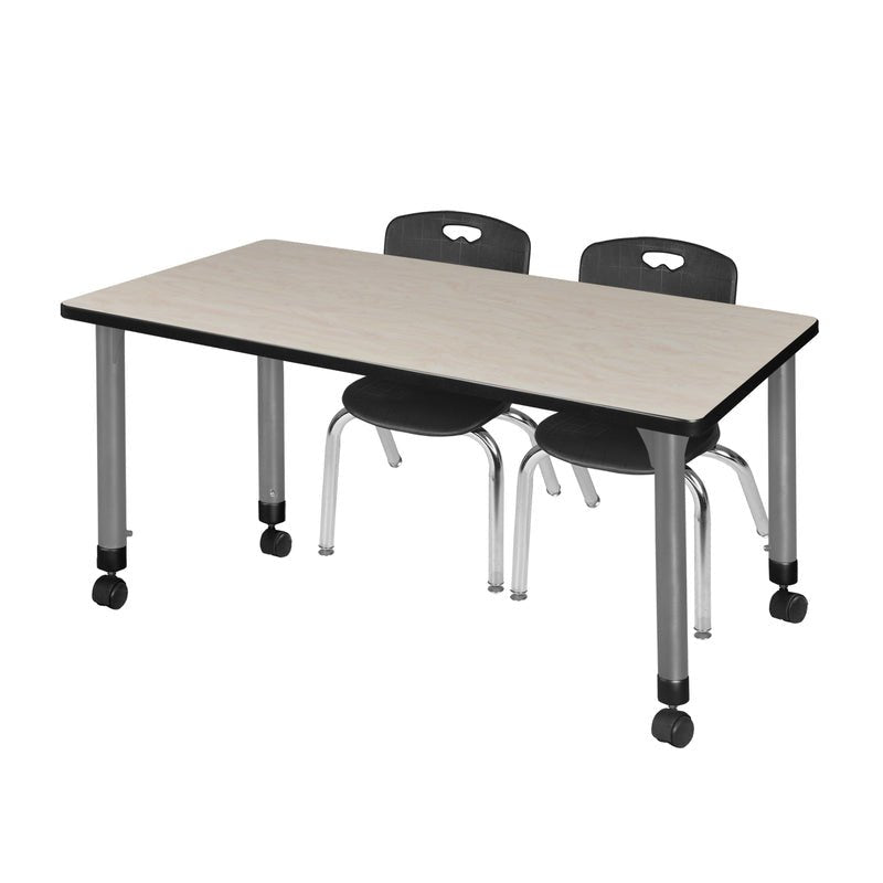 Versatile Regency Kee Mobile Learning Environment table with 2 Andy stack chairs 48"W x 30"D x 23 - 34"H (REG - MT4830 - 45) - SchoolOutlet