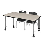 Versatile Regency Kee Mobile Learning Environment table with 2 Andy stack chairs 48