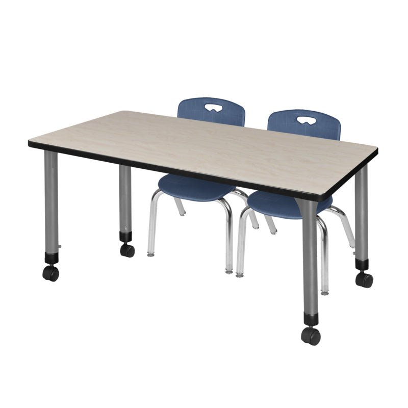 Versatile Regency Kee Mobile Learning Environment table with 2 Andy stack chairs 48"W x 30"D x 23 - 34"H (REG - MT4830 - 45) - SchoolOutlet