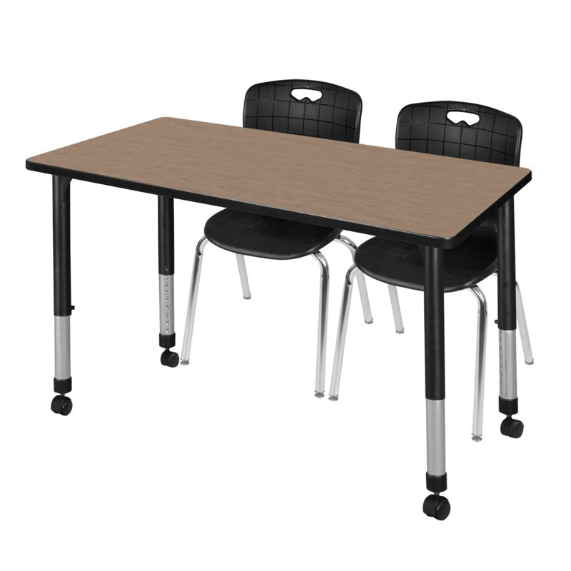 Adaptable Regency Kee Mobile Learning Environment table with 2 Andy stack chairs 60"W x 24"D x 23 - 34"H (REG - MT6024 - 40) - SchoolOutlet