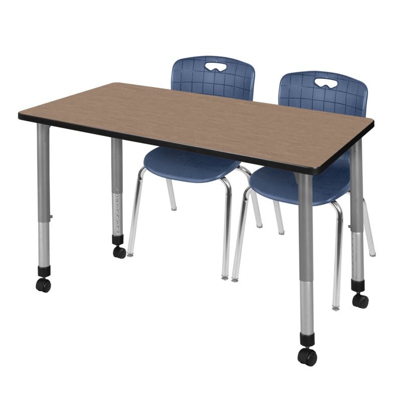 Adaptable Regency Kee Mobile Learning Environment table with 2 Andy stack chairs 60"W x 24"D x 23 - 34"H (REG - MT6024 - 40) - SchoolOutlet