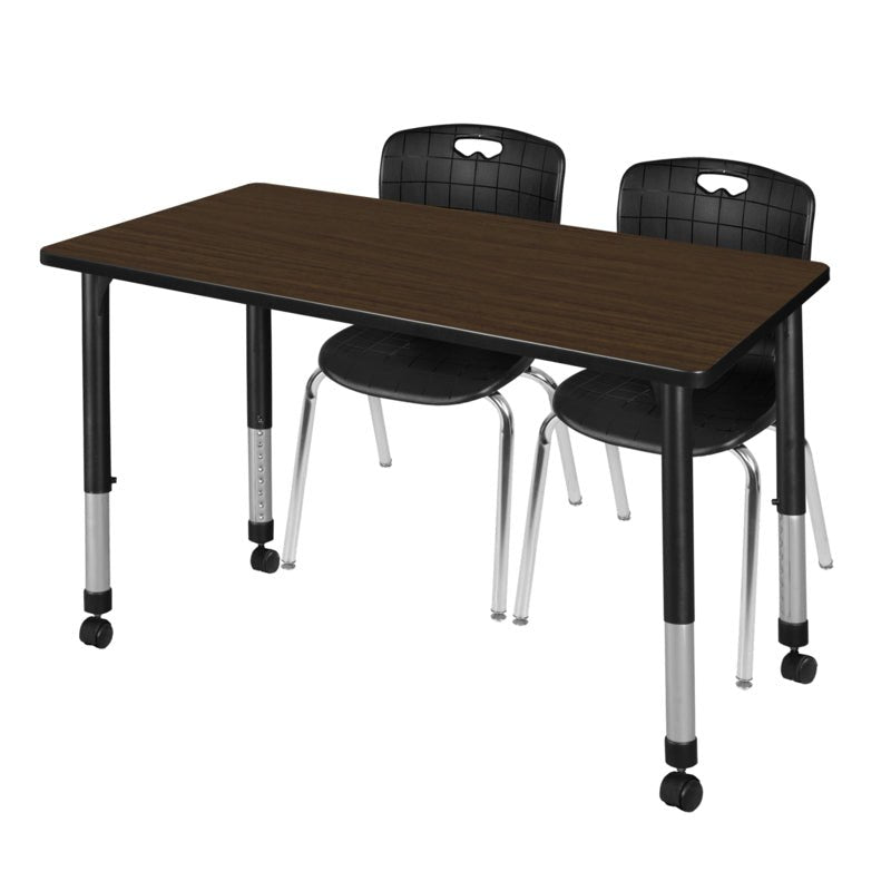 Adaptable Regency Kee Mobile Learning Environment table with 2 Andy stack chairs 60"W x 24"D x 23 - 34"H (REG - MT6024 - 40) - SchoolOutlet