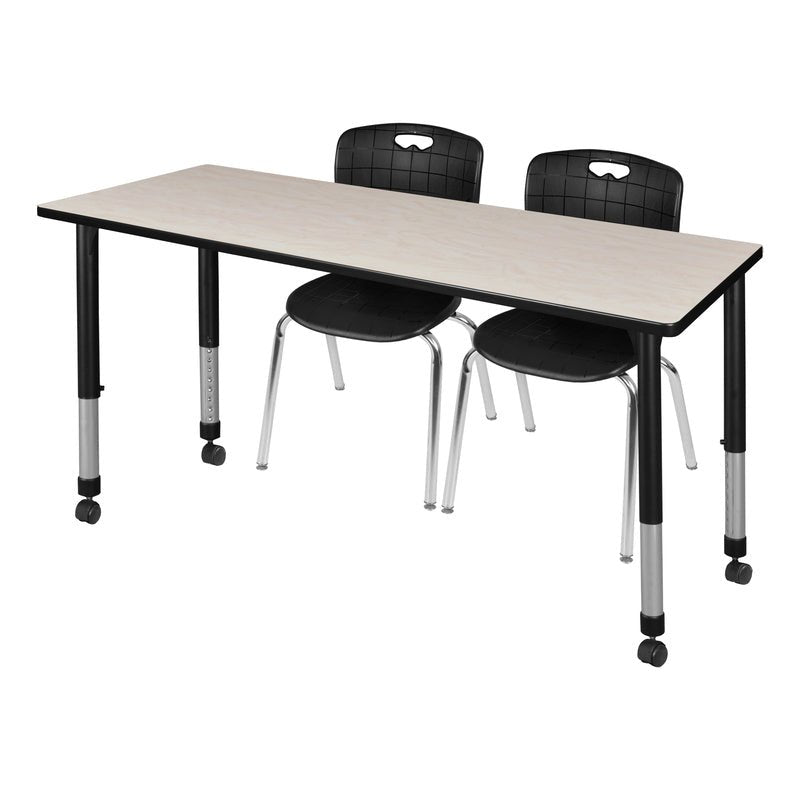 Adaptable Regency Kee Mobile Learning Environment table with 2 Andy stack chairs 60"W x 24"D x 23 - 34"H (REG - MT6024 - 40) - SchoolOutlet