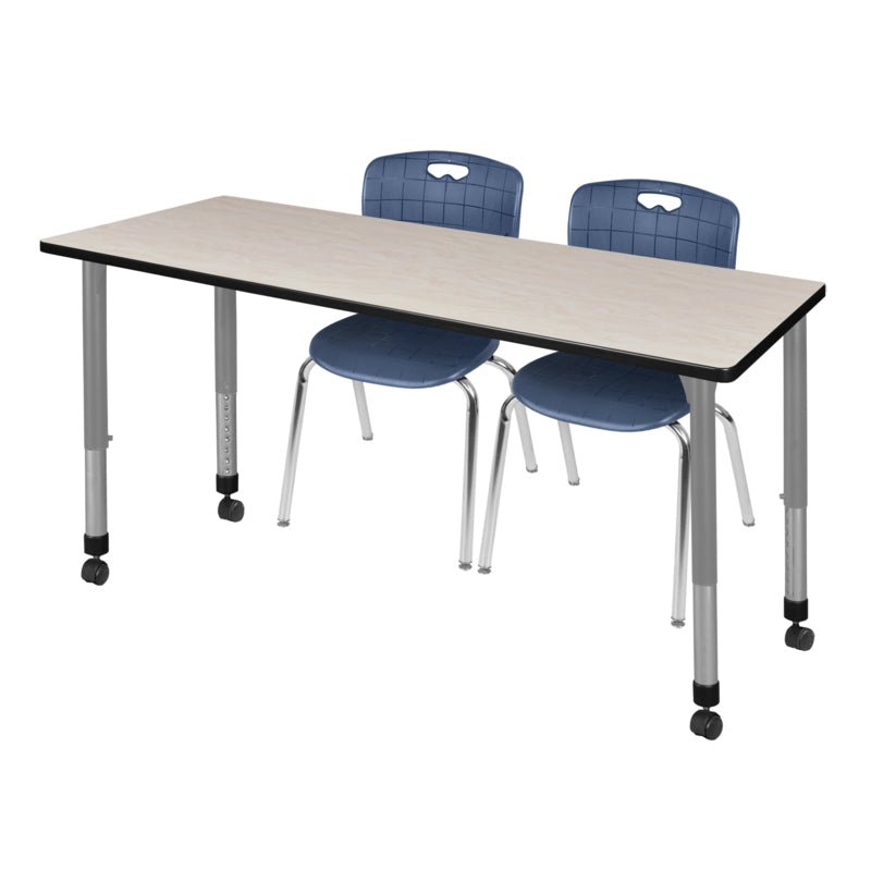 Adaptable Regency Kee Mobile Learning Environment table with 2 Andy stack chairs 60"W x 24"D x 23 - 34"H (REG - MT6024 - 40) - SchoolOutlet