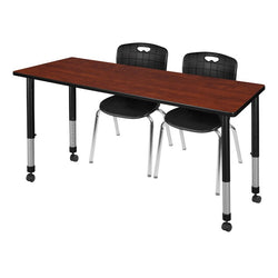 Regency Kee Versatile Mobile Height Adjustable Classroom Activity Suite with 2 Andy Stack Chairs 60"W x 30"D x 23-34"H (REG-KEE)
