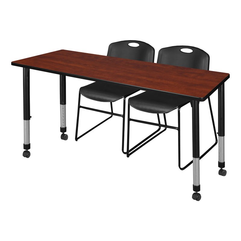 Regency Kee Professional Mobile Adjustable Classroom Suite with 2 Zeng Black Stack Chairs 60"W x 30"D x 23 - 34"H (REG - MT6030 - 44) - SchoolOutlet