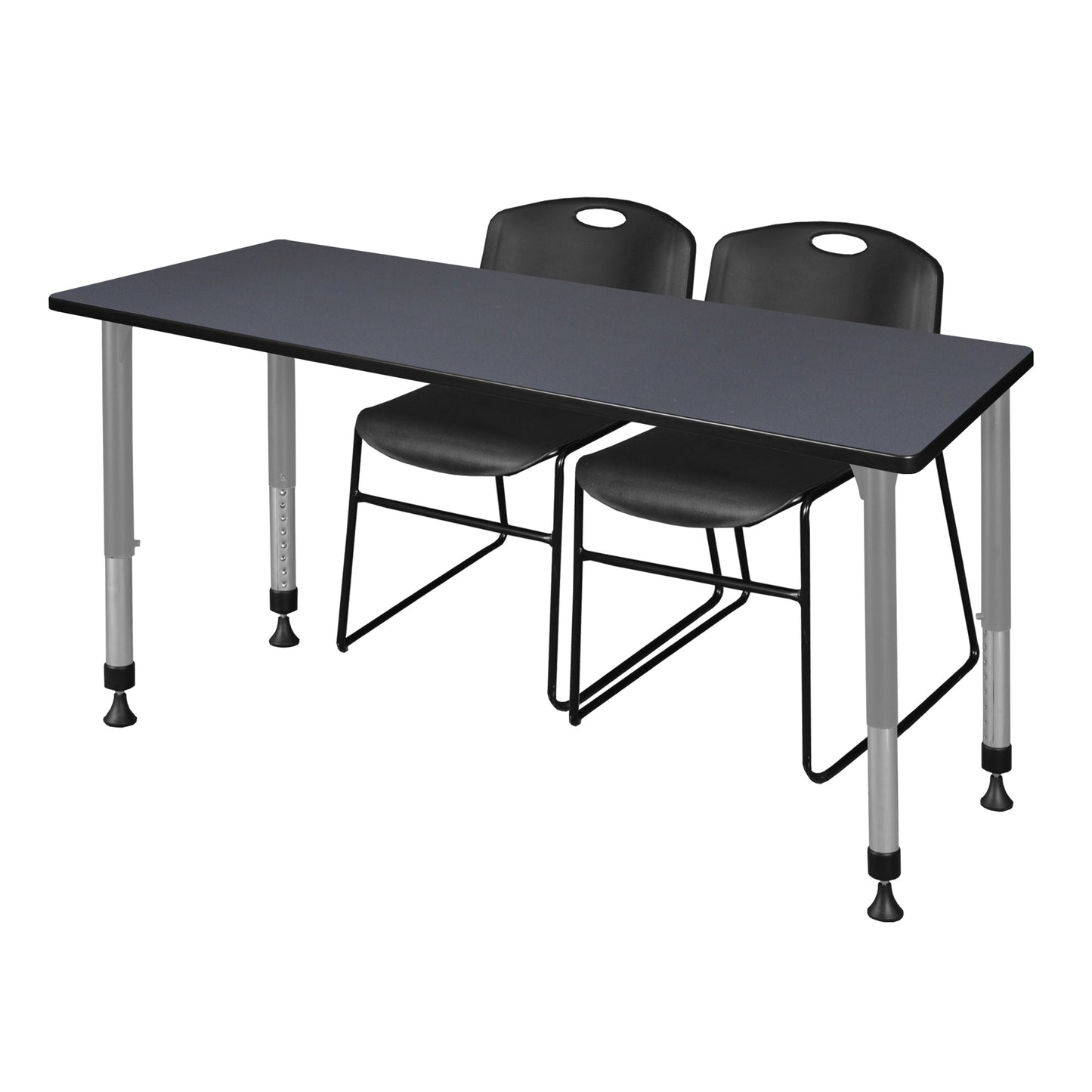Regency Kee 60 x 30 in. Adjustable Classroom Table & 2 Zeng Stack Chairs - SchoolOutlet