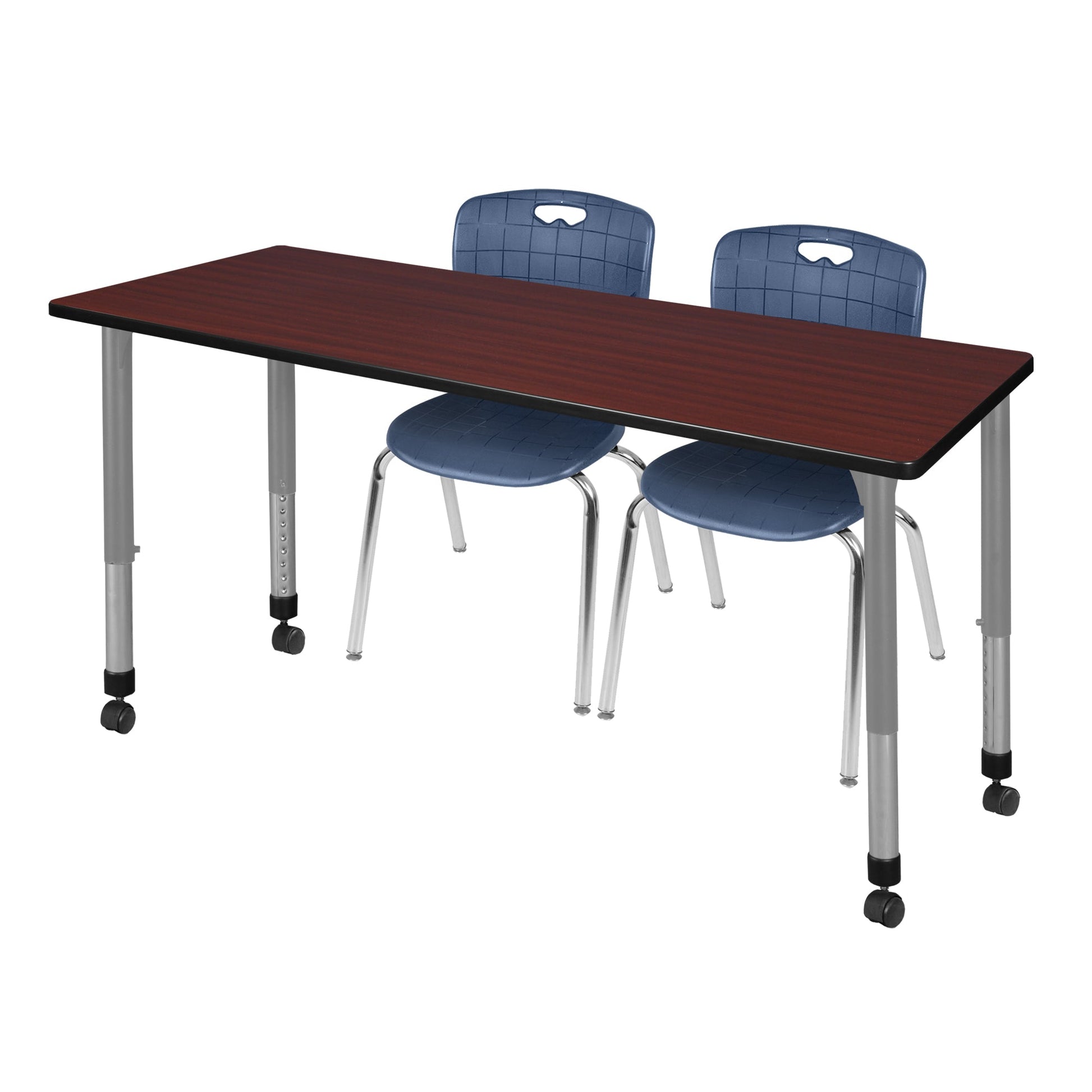 Regency Kee 60 x 30 in. Adjustable Classroom Table & 2 Andy 18 in. Stack Chairs - SchoolOutlet