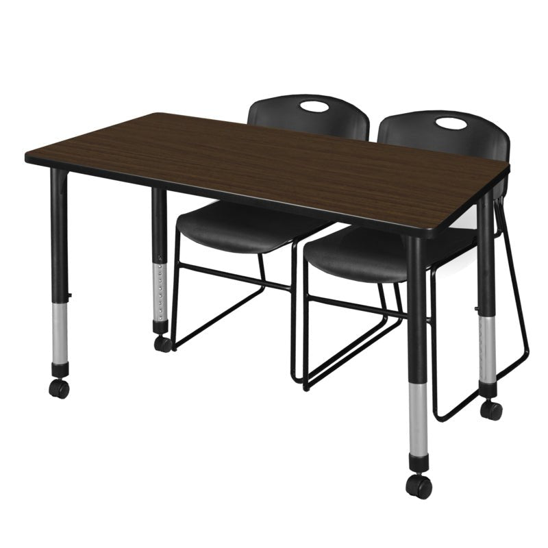 Regency Kee Professional Mobile Adjustable Classroom Suite with 2 Zeng Black Stack Chairs 60"W x 30"D x 23 - 34"H (REG - MT6030 - 44) - SchoolOutlet