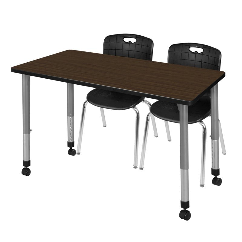 Regency Kee Versatile Mobile Height Adjustable Classroom Activity Suite with 2 Andy Stack Chairs 60"W x 30"D x 23 - 34"H (REG - KEE) - SchoolOutlet