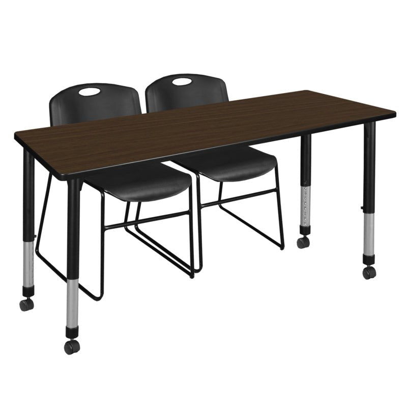 Regency Kee Professional Mobile Adjustable Classroom Suite with 2 Black Zeng Stack Chairs 66"W x 24"D x 23 - 34"H (REG - MT6624 - 44) - SchoolOutlet