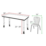Regency Kee Versatile Mobile Height Adjustable Classroom Activity Suite with 2 Andy Stack Chairs 66